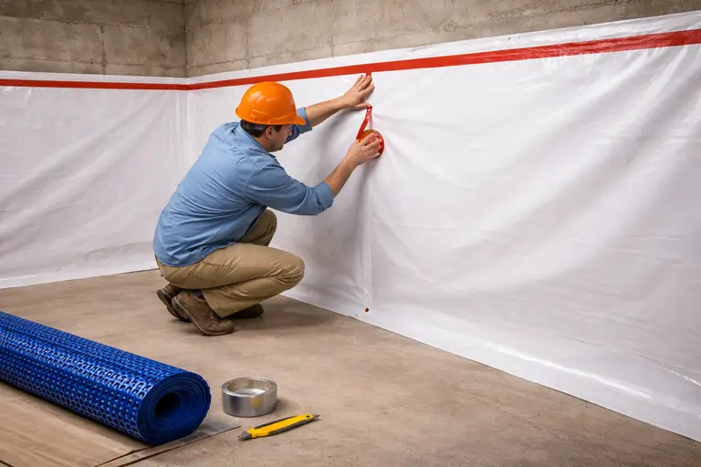 Professional basement waterproofing installation and interior drainage system